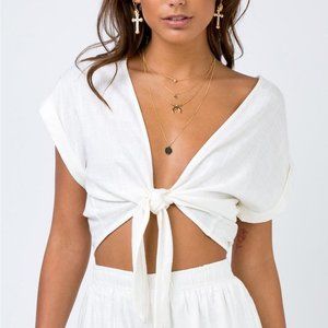 Beach House Tie Front Top White